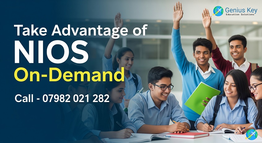 NIOS On-Demand Exam 2025 schedule showing flexible date selection for students